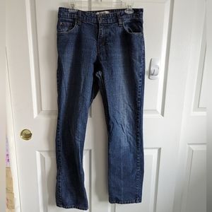 Levi Straight Leg Mid Rise Medium Wash Misses 10 Stretch Juniors Women Blue M